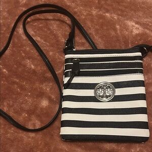 Black and White Striped Crossbody Bag